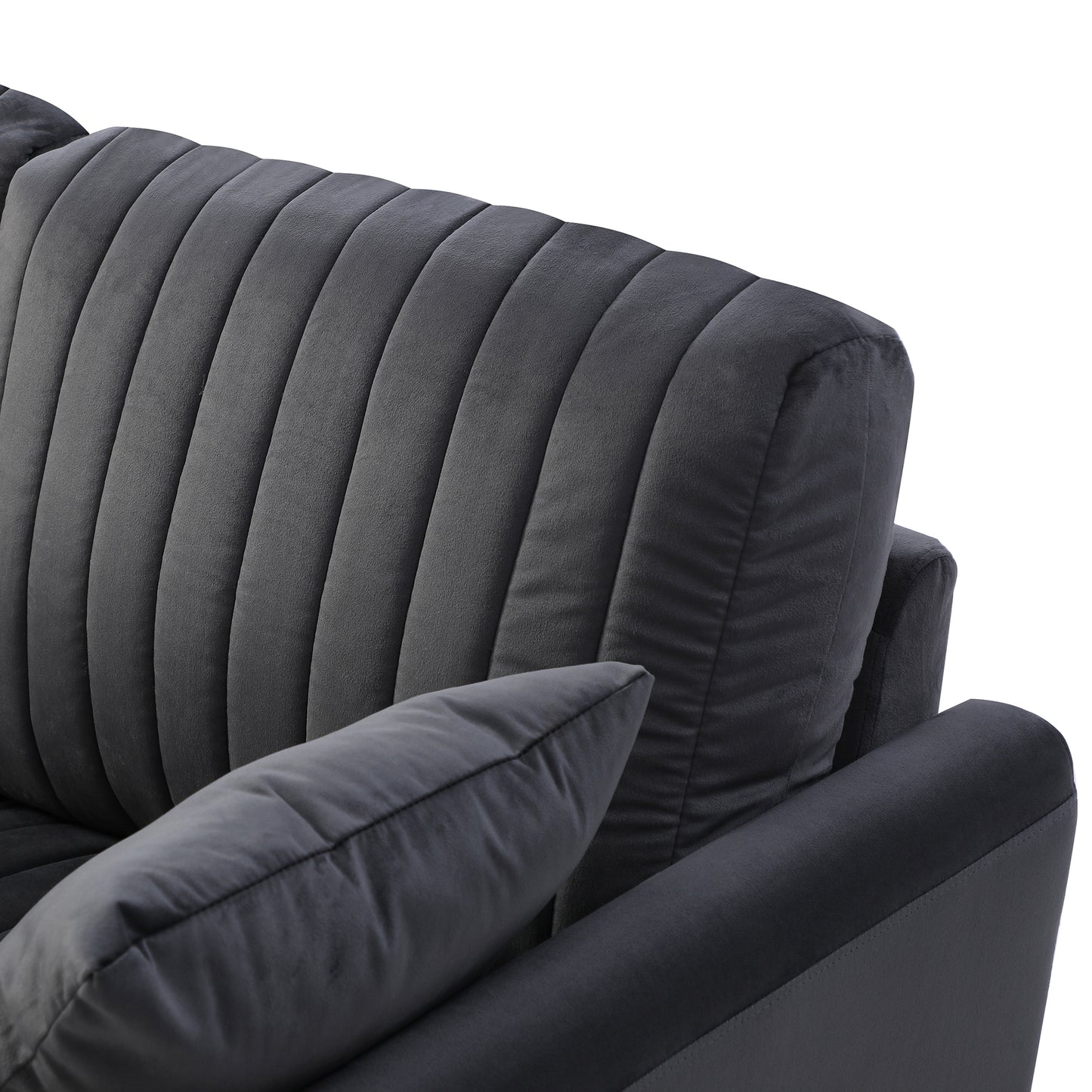 Grey Velvet Couch and Sofa Set for Living Room, 2-Piece Modern Sofas Set with Removable Cushions and Free Throw Pillow - Furniture Set for Comfort and Style (Color: Grey, Size: 2 Seats)