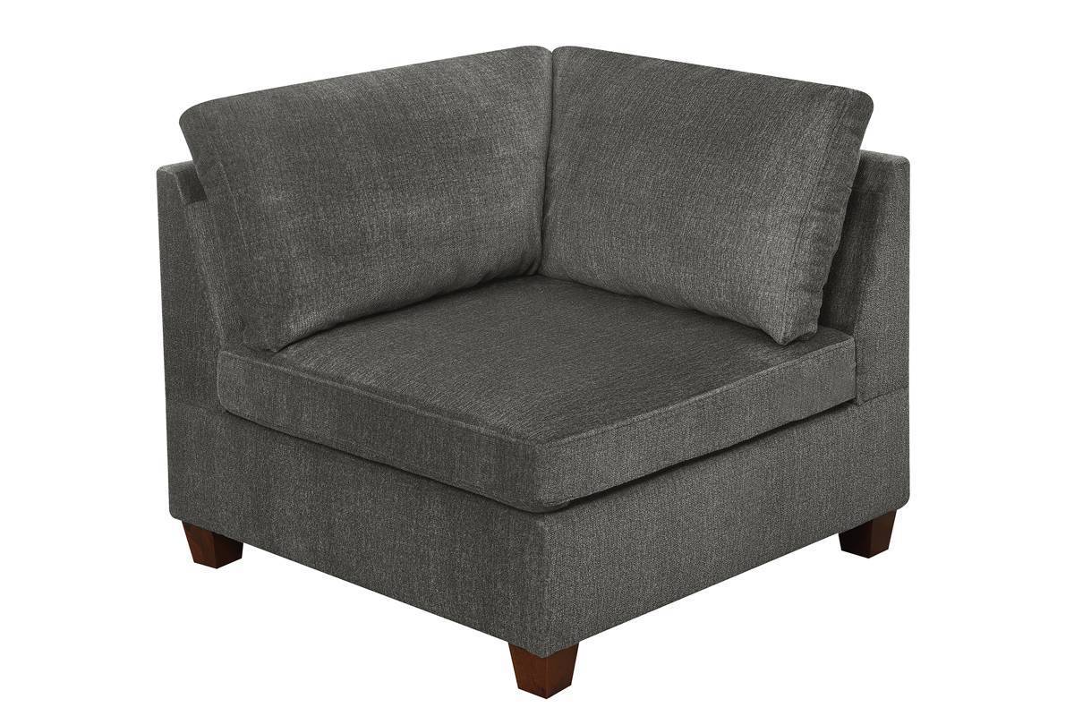 Living Room Furniture Grey Chenille Modular Sectional Set - Large Family U-Sectional Modern Couch 3x Corner Wedge 4x Armless Chairs and 2x Ottoman Plywood