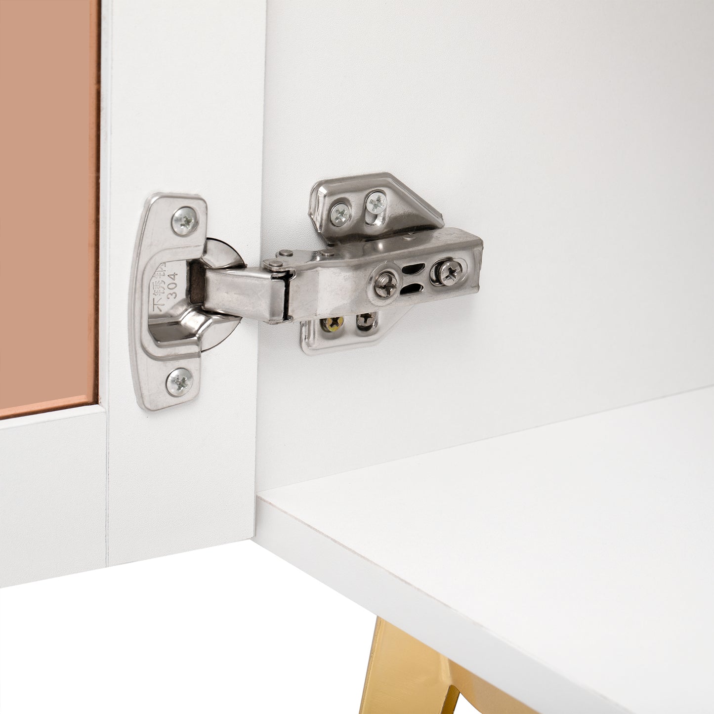 Two-door Storage Cabinet with Three Drawers and Metal Handles for Living Rooms Furniture