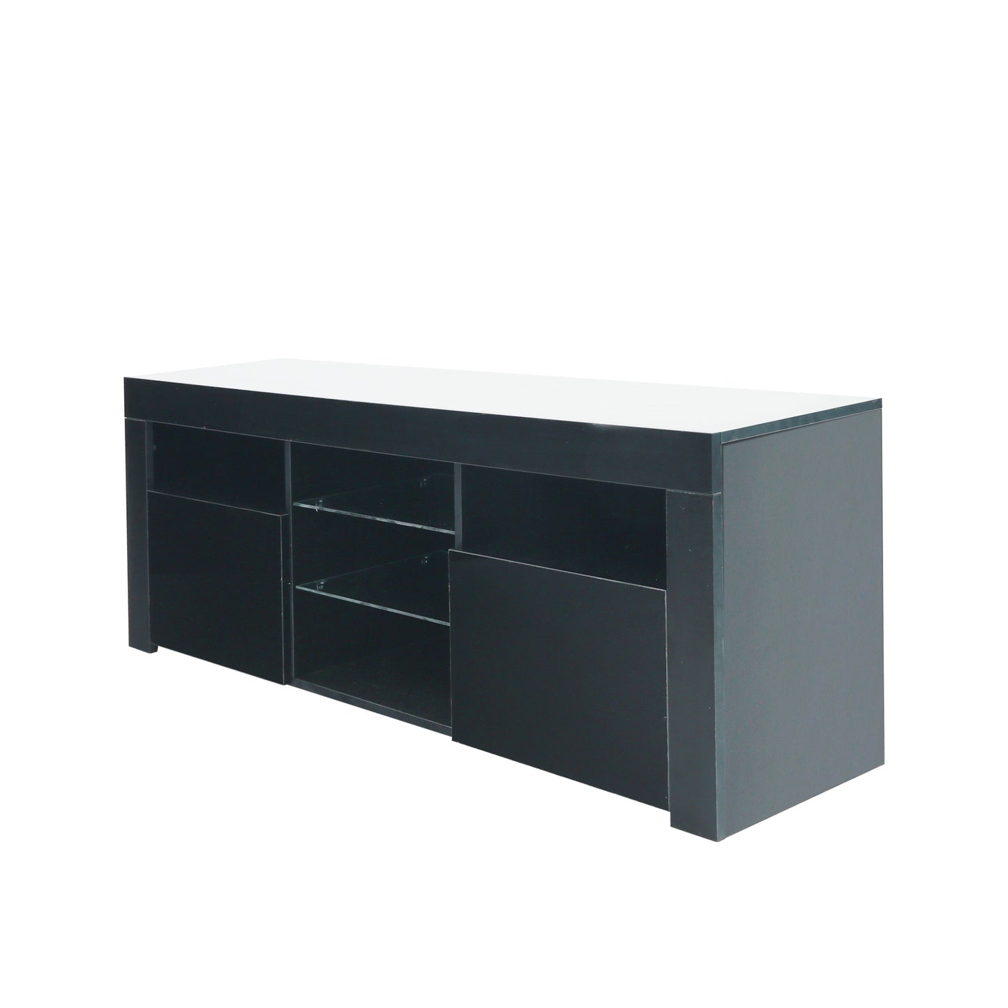 145 Modern 57" TV Stand Matte Body High Gloss Fronts with 16 Color LEDs