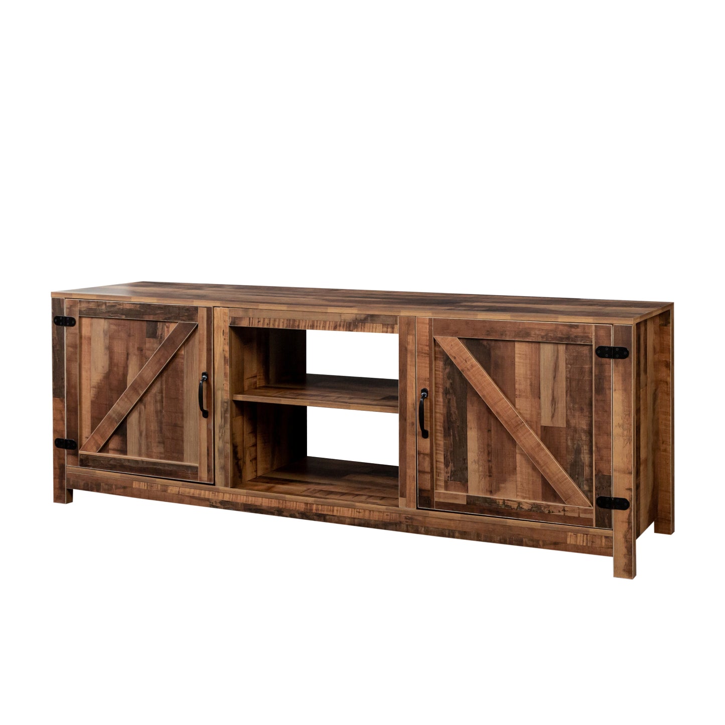 Farmhouse TV Stand, Wood Entertainment Center Media Console with Storage