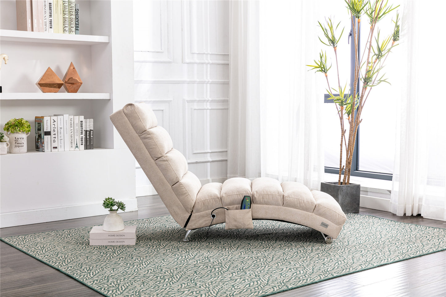 COOLMORE Linen Chaise Lounge: Modern Long Lounger for Office or Living Room - Indoor Chair with Stylish Design, Comfortable Seating, and Versatile Use - Available in Various Colors and Sizes