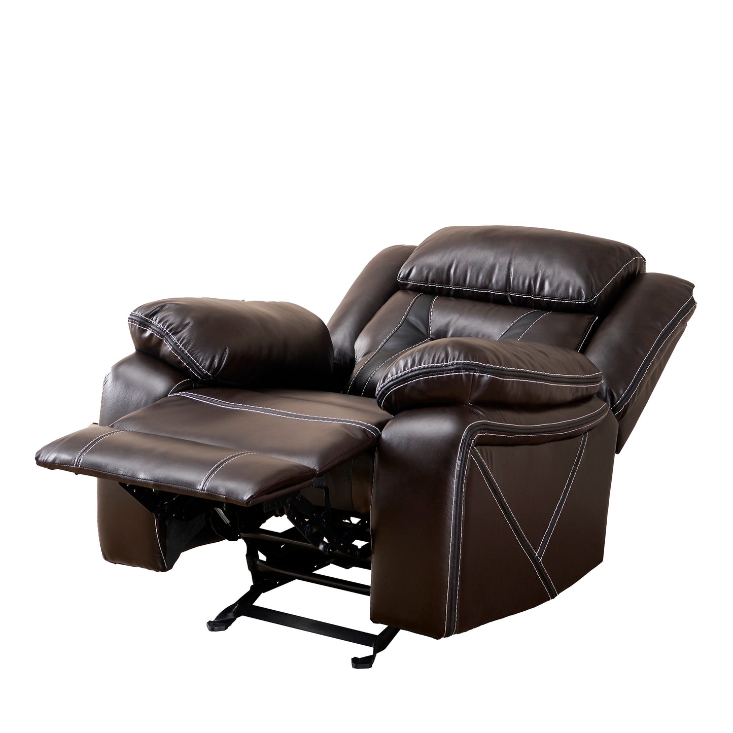 Reclining Upholstered Manual Puller in Faux Leather - Brown 38.58*38.58*40.16: Comfortable and Stylish Seating Solution with Manual Reclining Function and Brown Faux Leather Upholstery