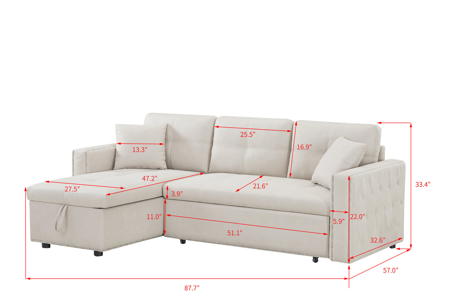 87.7" Leathaire Reversible Sleeper Sectional Sofa with Storage - Versatile, Luxurious, and Space-saving