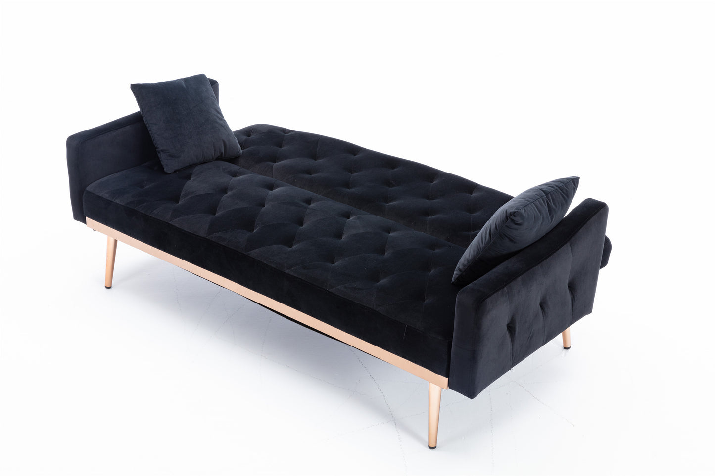 Velvet Sofa: Stainless Feet, Black Color - Accent Loveseat Sofa.