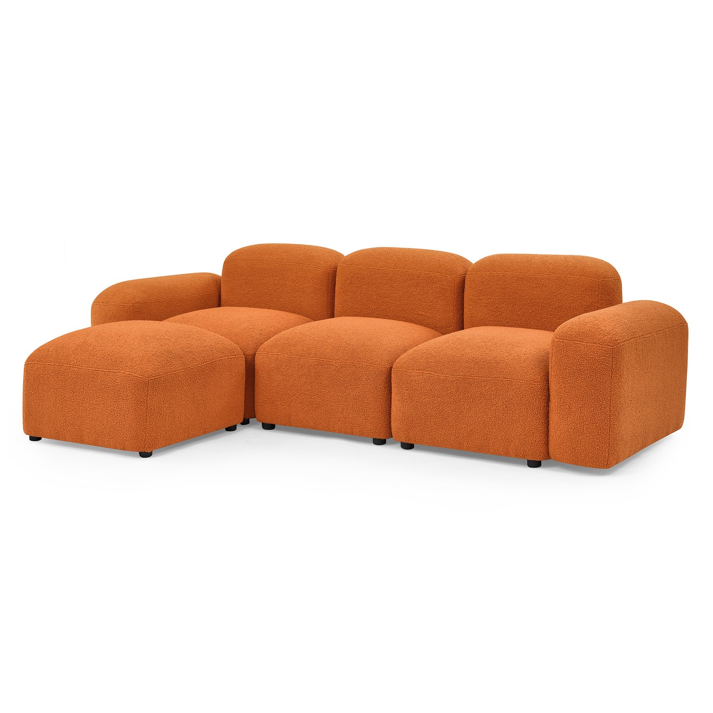 L-Shape Modular Sectional Sofa, DIY Combination, Teddy Fabric, Orange - Comfortable and Stylish Furniture for Your Home