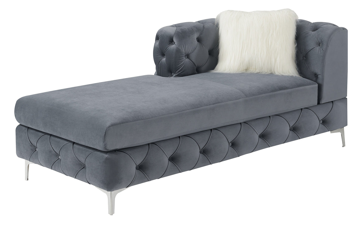 Gorgeous U-Sectional Grey Velvet Tufted Cushion Couch with Chaise and Armless Loveseat – Ideal Living Room Centerpiece