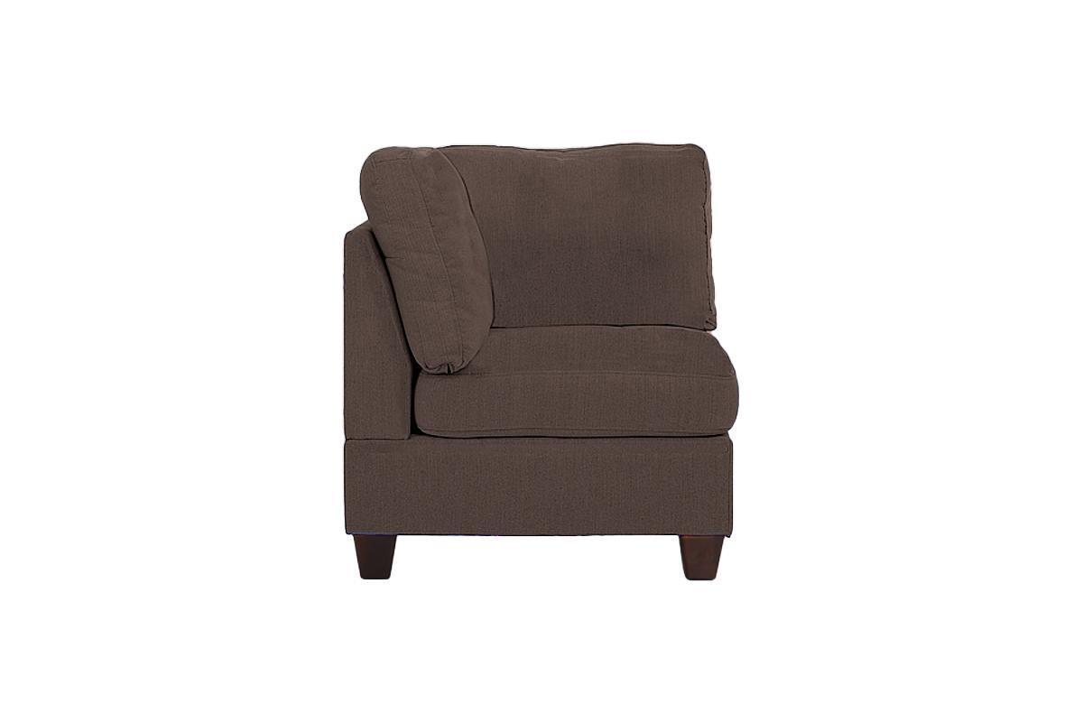 Modular Sectional 6pc Set Living Room Furniture - L-Sectional in Black Coffee Linen Like Fabric - 2 Corner Wedge, 2 Armless Chairs, and 2 Ottomans