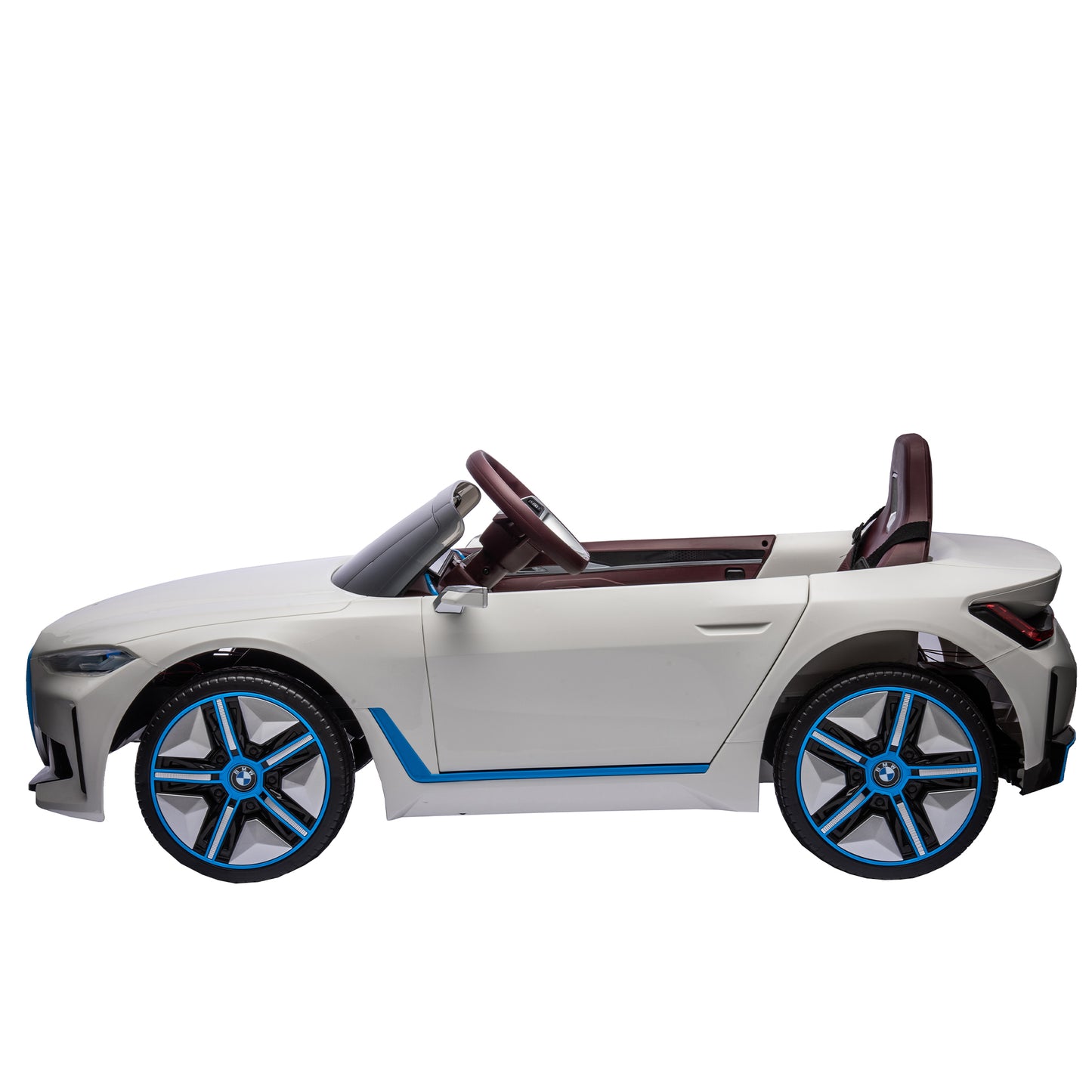 Licensed BMW I4 12V Kids Ride-On Car: 2.4G Remote Control, Electric, 3-Speed, Power Display, USB, MP3, Bluetooth, LED Lights, Safety Belt, Story - Black