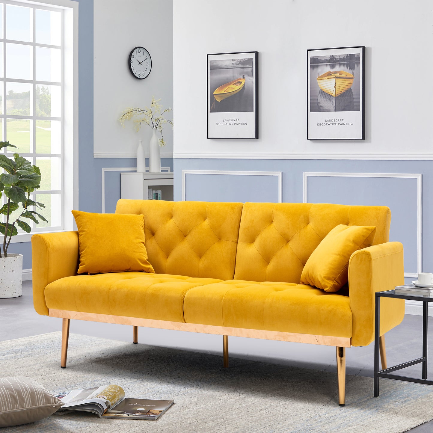 COOLMORE Velvet Sofa: Accent Loveseat with Rose Gold Metal Feet - Elegant and Stylish Upholstered Seating for Your Home Décor
