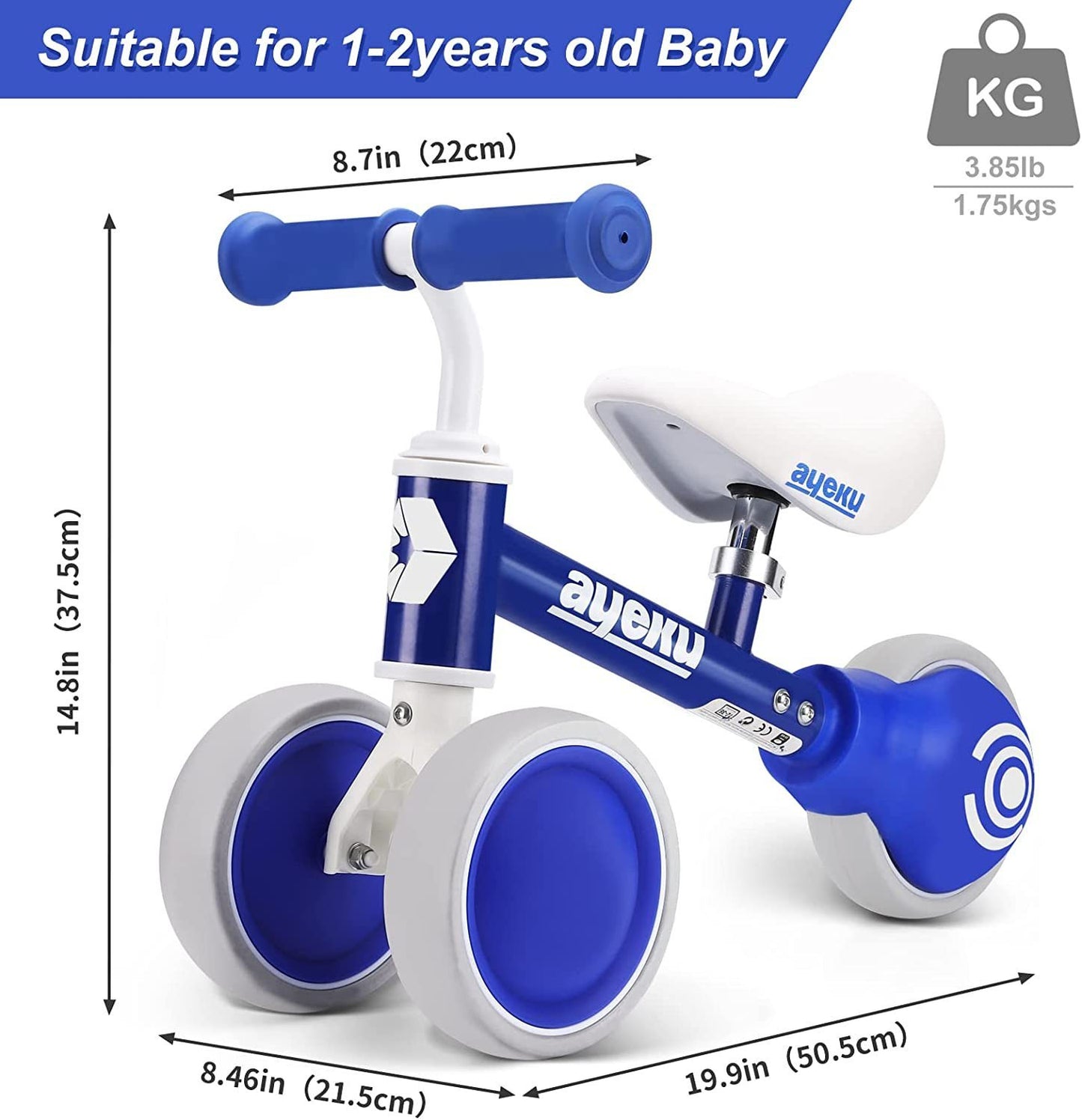 AyeKu Baby Balance Bike Toys for 1 Year Old Boy - 1st Birthday Gifts, Toddler Bike for 12-24 Months - Kids First Bike, Ideal Baby Toys