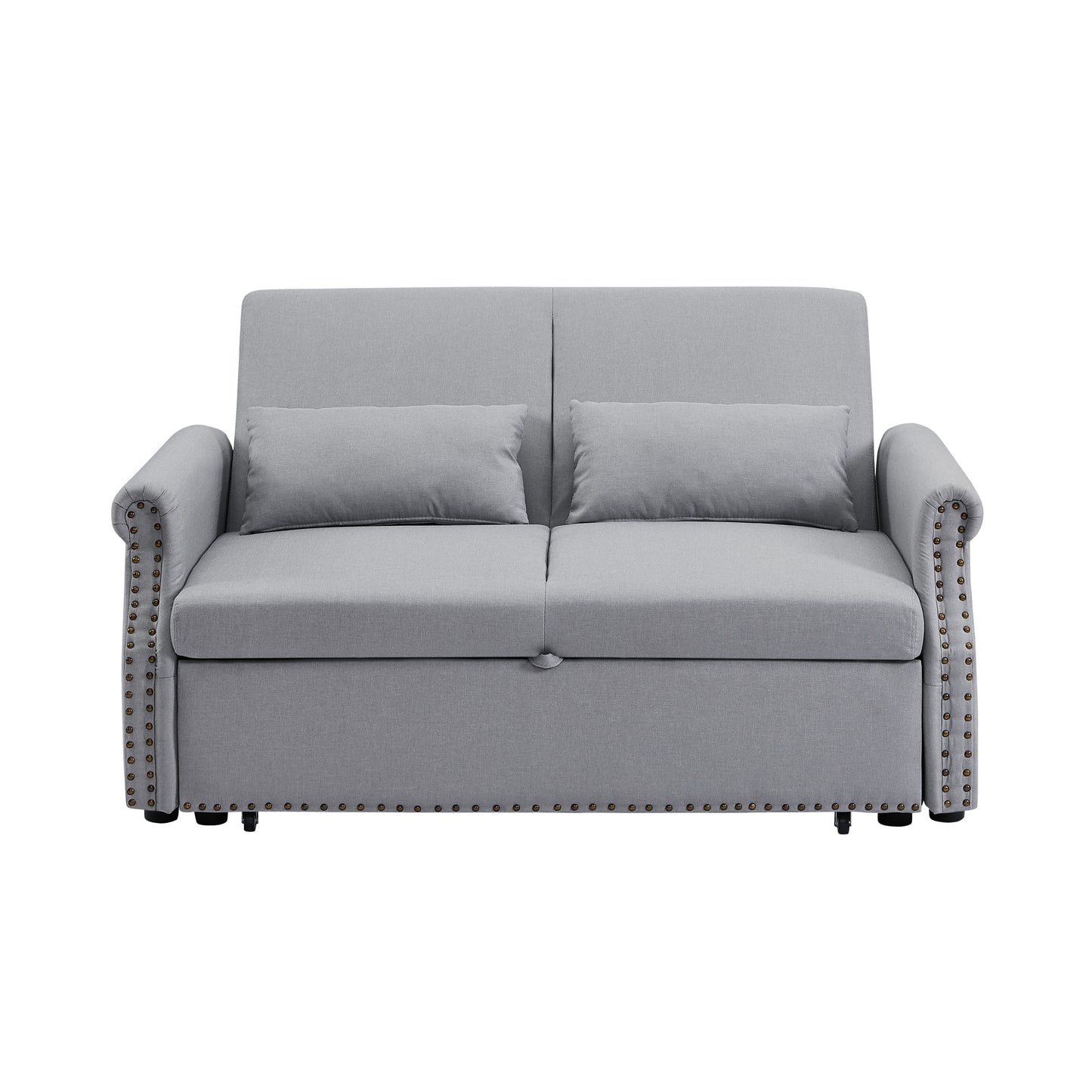 55" Pull Out Sleep Sofa Bed 2 Seater Loveseat with Adjustable Backrest and Lumbar Pillows for Apartment Office Living Room | Artemax Modern Couch