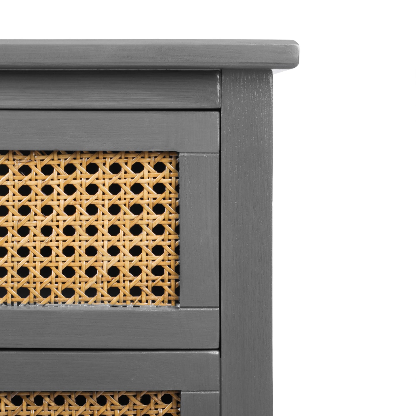 2 Drawer Side Table Nightstand Natural Rattan End Table for Bedroom