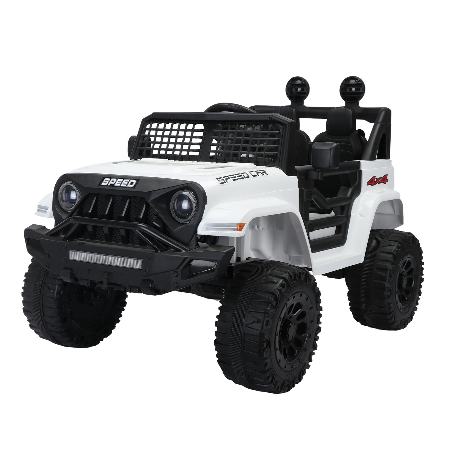 12v7A Kids Ride on Truck Car w/Parents Remote Control, 2.4G, Three-Speed Adjustable, Power Display, USB, MP3, Bluetooth, LED Light, Three-Point Safety Belt