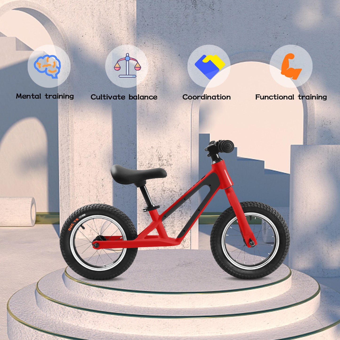 ECARPAT Balance Bike: Lightweight Toddler Bike with 12" Rubber Foam Tires, Adjustable Seat - Ages 1-5 Years