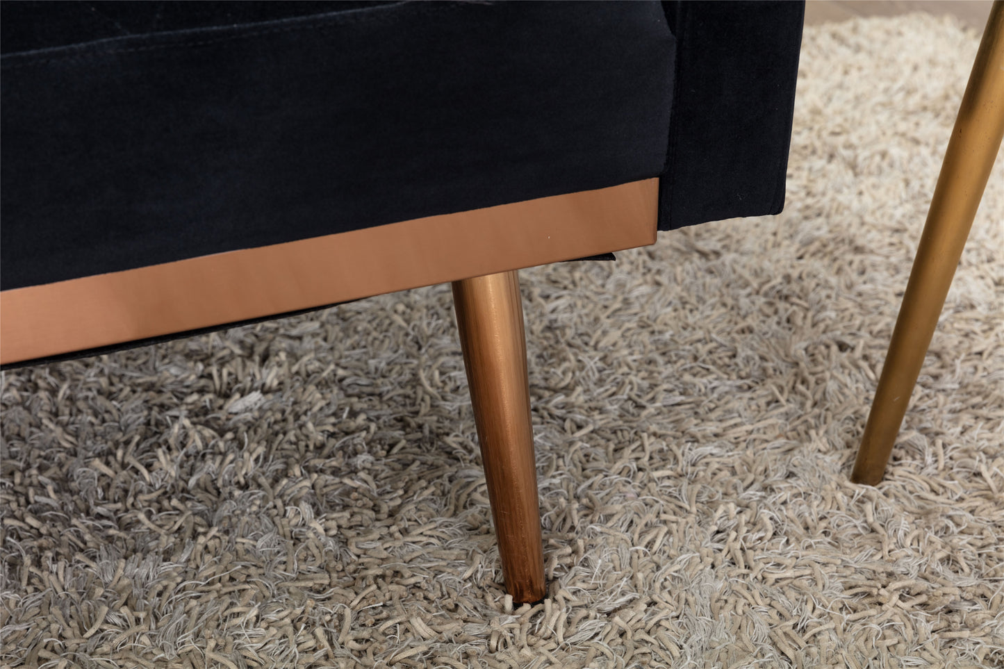 Velvet Sofa: Stainless Feet, Black Color - Accent Loveseat Sofa.