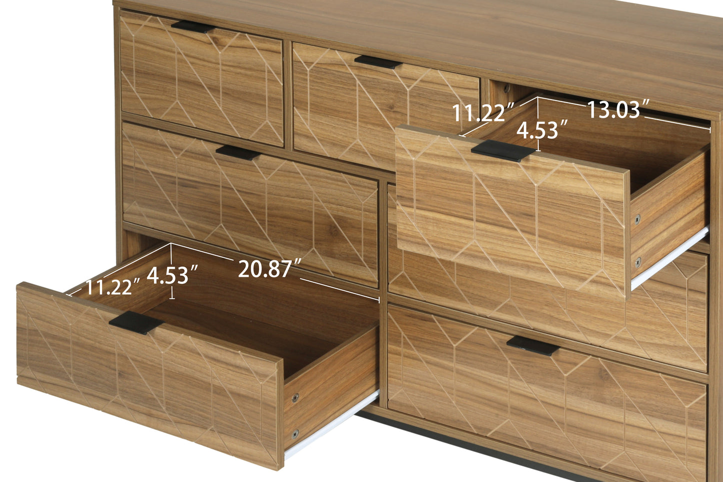 Modern 7 Drawer Dresser Wood Cabinet Spacious Storage Solution