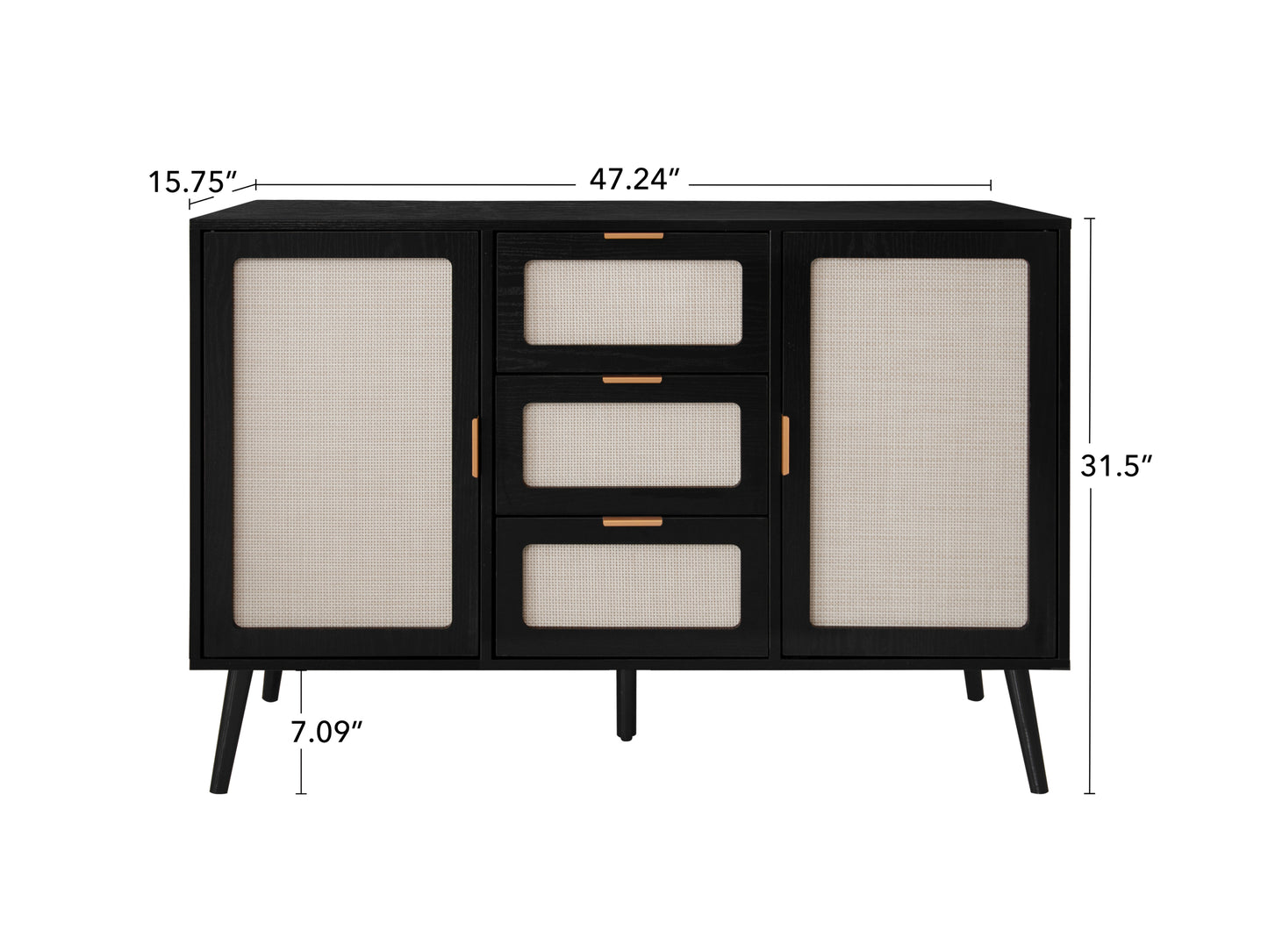 2 Door 3 Drawer Accent Storage Cabinet for Living Room Bedroom