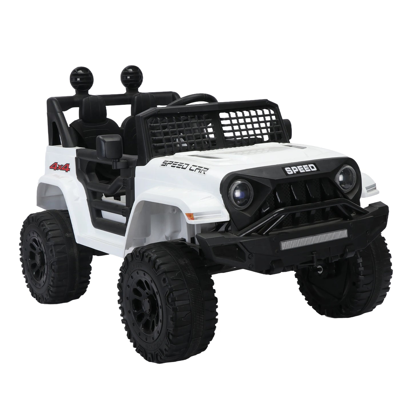 12v7A Kids Ride on Truck Car w/Parents Remote Control, 2.4G, Three-Speed Adjustable, Power Display, USB, MP3, Bluetooth, LED Light, Three-Point Safety Belt