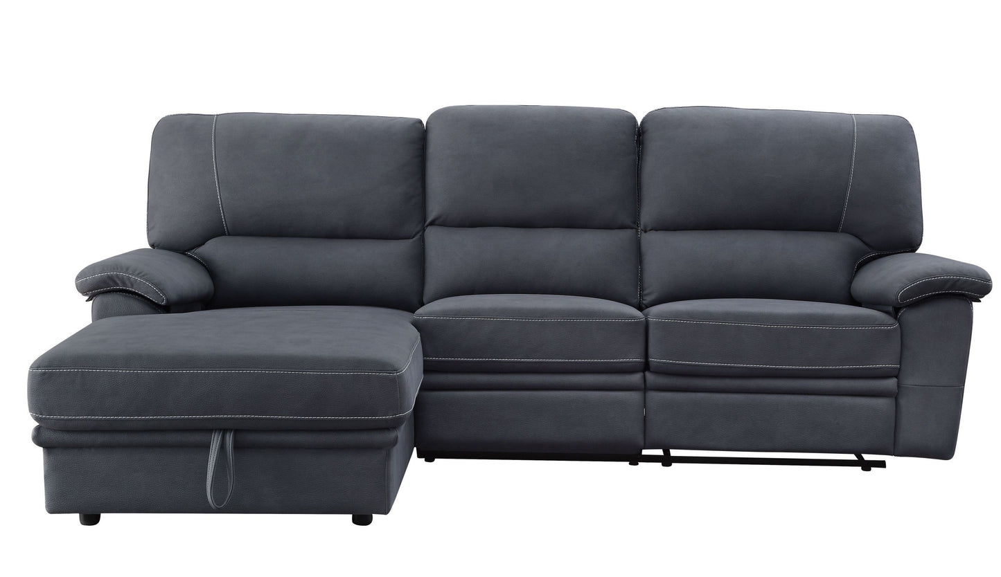 Trifora Reclining Storage Sectional Sofa: Dark Gray Fabric, ACME 51605