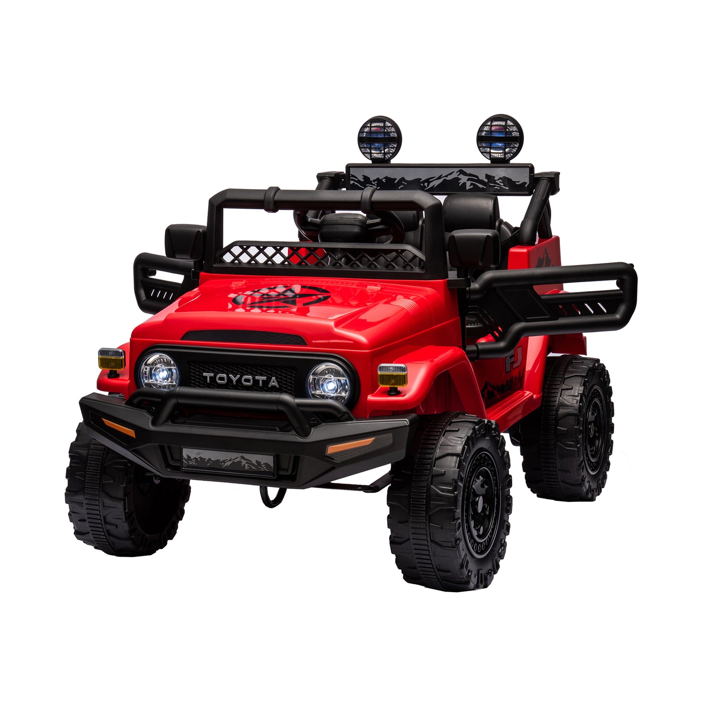 Licensed Toyota FJ Cruiser 12V Kids Ride On Car - Remote Control, Adjustable Speed, Power Display, USB/MP3/Bluetooth, LED Light, Safety Belt (Various Colors/Sizes)