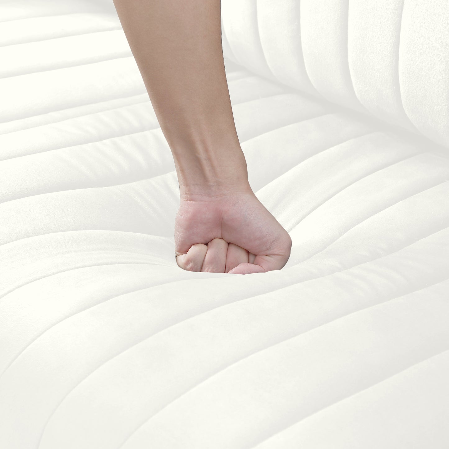 L Shaped Sectional Sofa Couch with Velvet Fabric, Reversible for Small Space, Cream Color