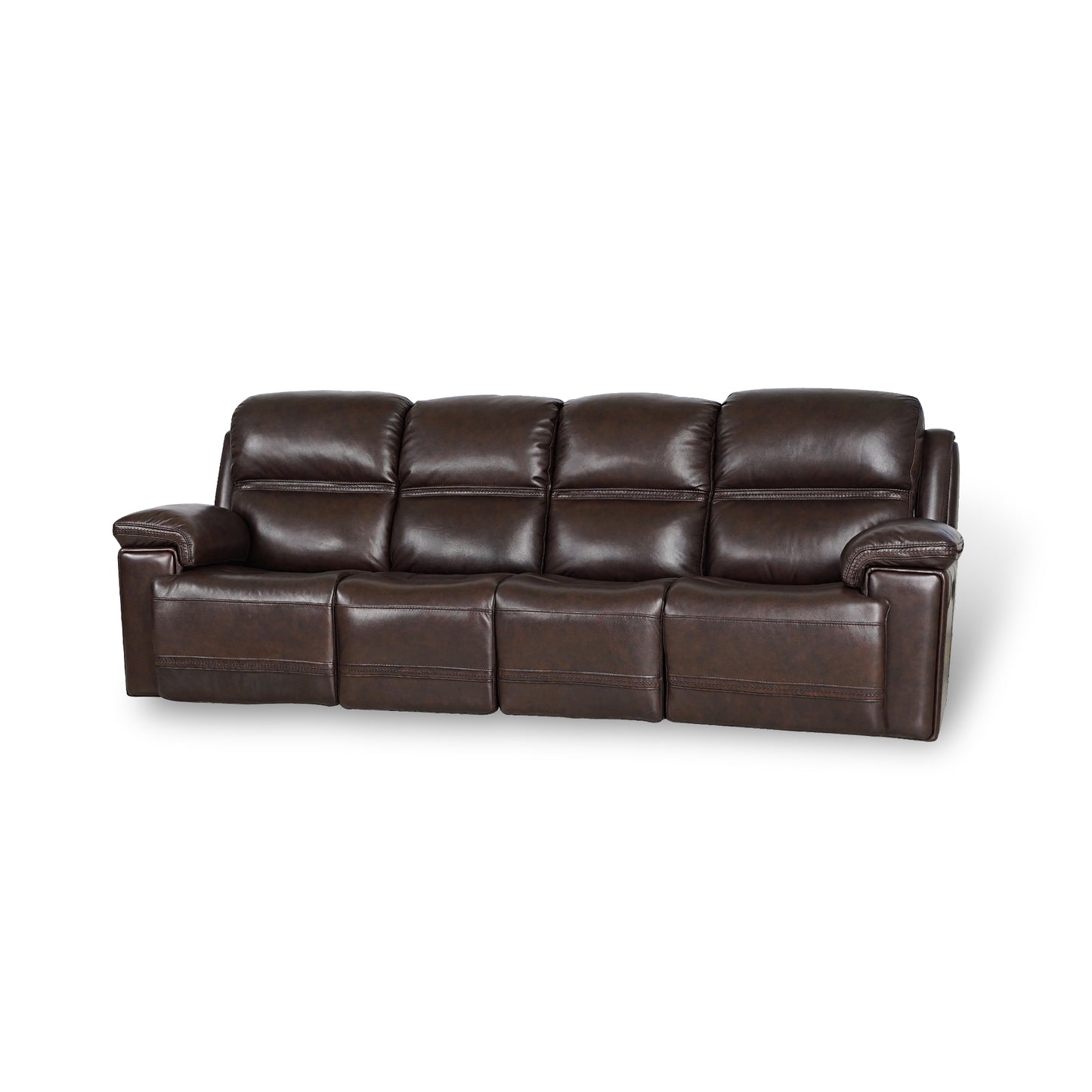 Top Grain Leather Power Reclining Sofa | Adjustable Headrest | Big Size | Cross Stitching | Multiple Colors