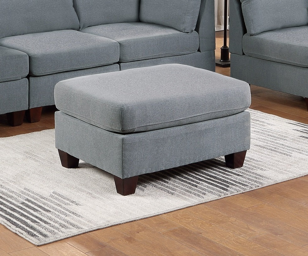 Modular Sofa Set 6pc Living Room Furniture Grey Linen Fabric Corner Wedge, Armless Chair, Ottoman