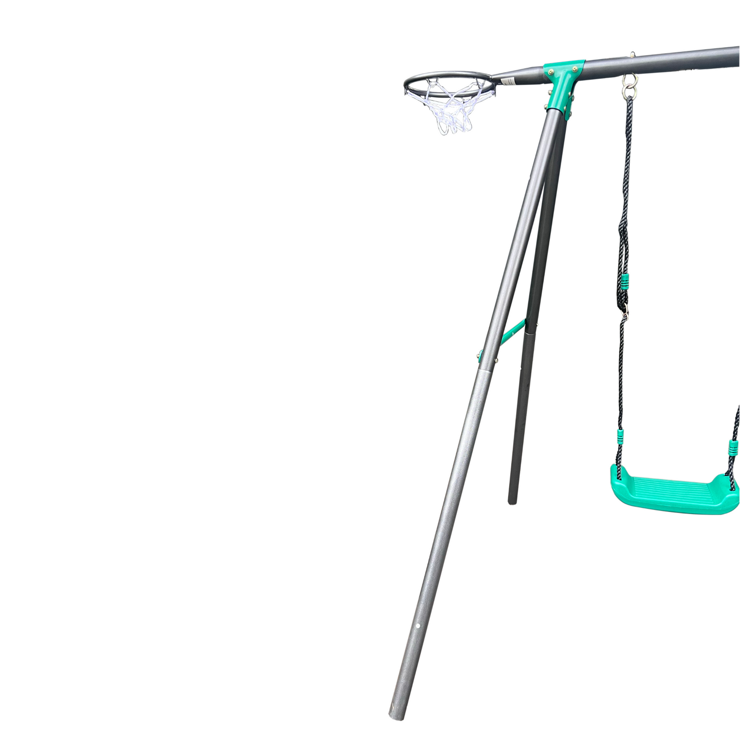 Blackish Green Four Function Swingset with Metal Plastic Swing Seat - 550lbs, Outdoor Playground for Age 3+