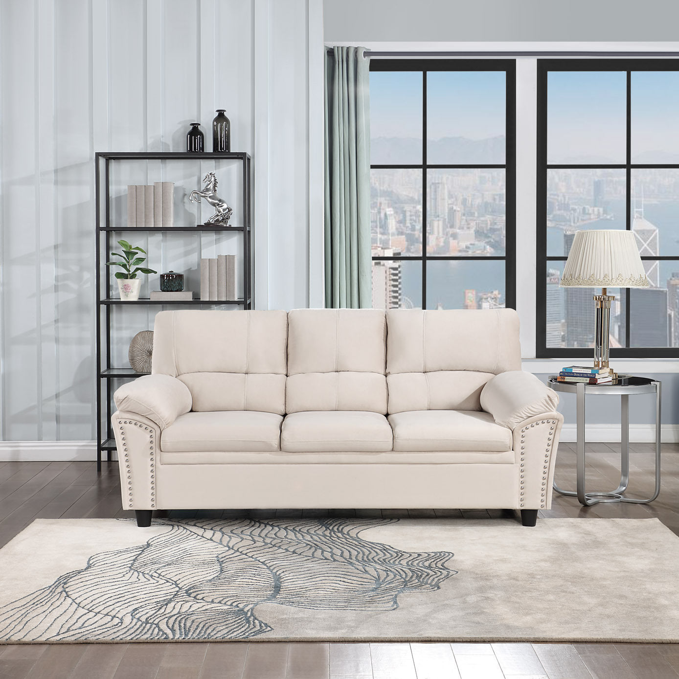 Set1+2+3 Sofa Velvet for Living Room, Bedroom, Office Beige: Comfortable and Stylish Velvet Sofa Set for Multiple Spaces