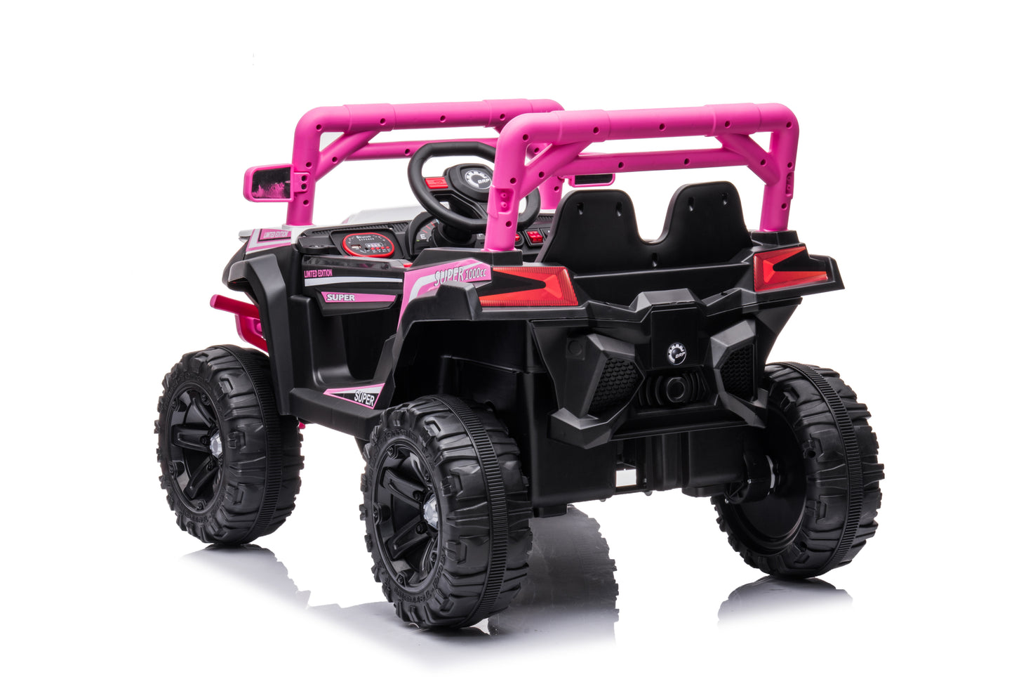 12V7A*1 30W*4 One Button Start Kids Ride-On Car with Forward and Backward, High and Low Speed, Music, Front Light, Power Display, 2 Doors, 2.4G R/C, Seat Belt, Four Wheel Absorber - Various Colors and Sizes Available