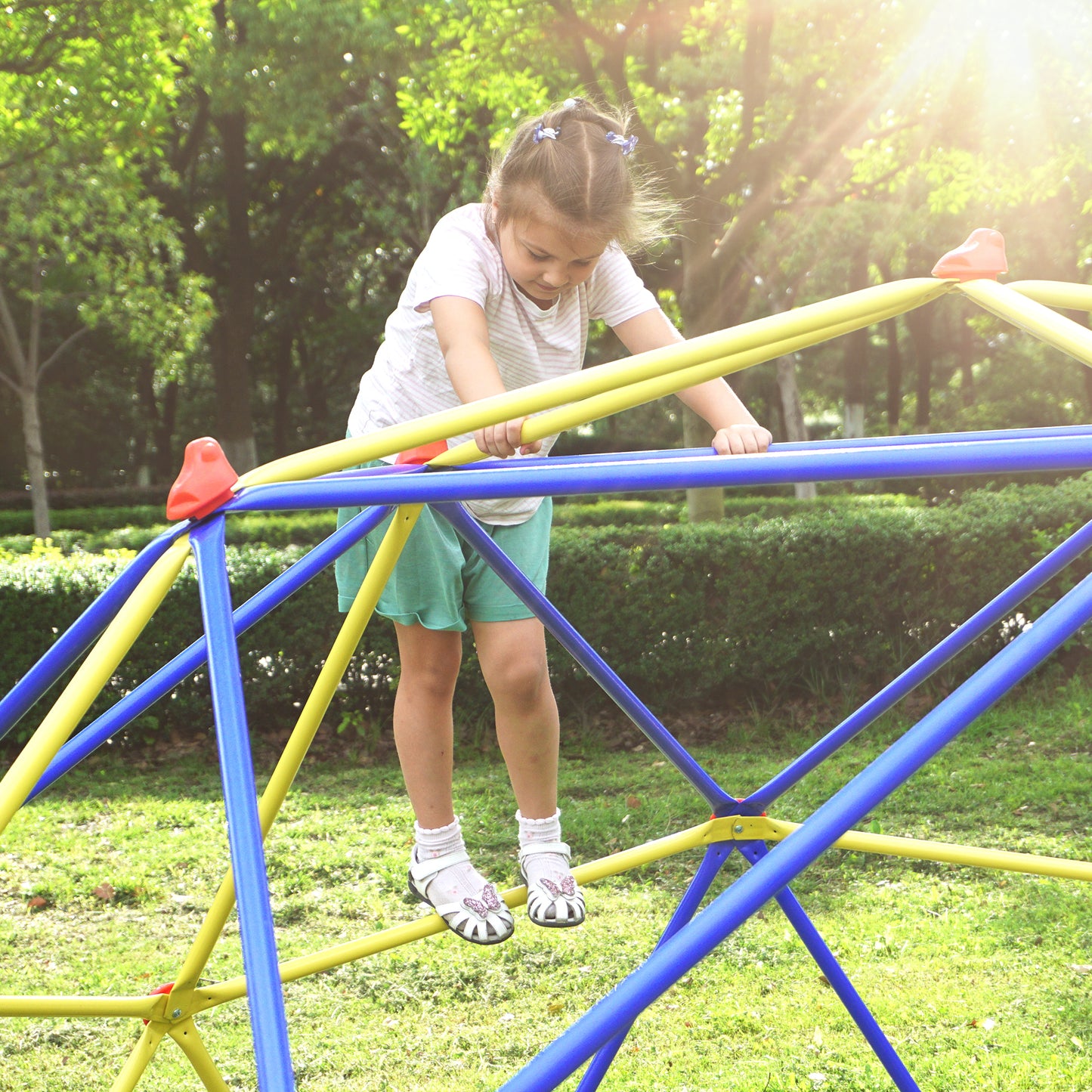 Kids Climbing Dome Jungle Gym - 10 ft Geometric Playground Dome Climber Play Center: Rust & UV Resistant Steel, Supports 1000 LBS