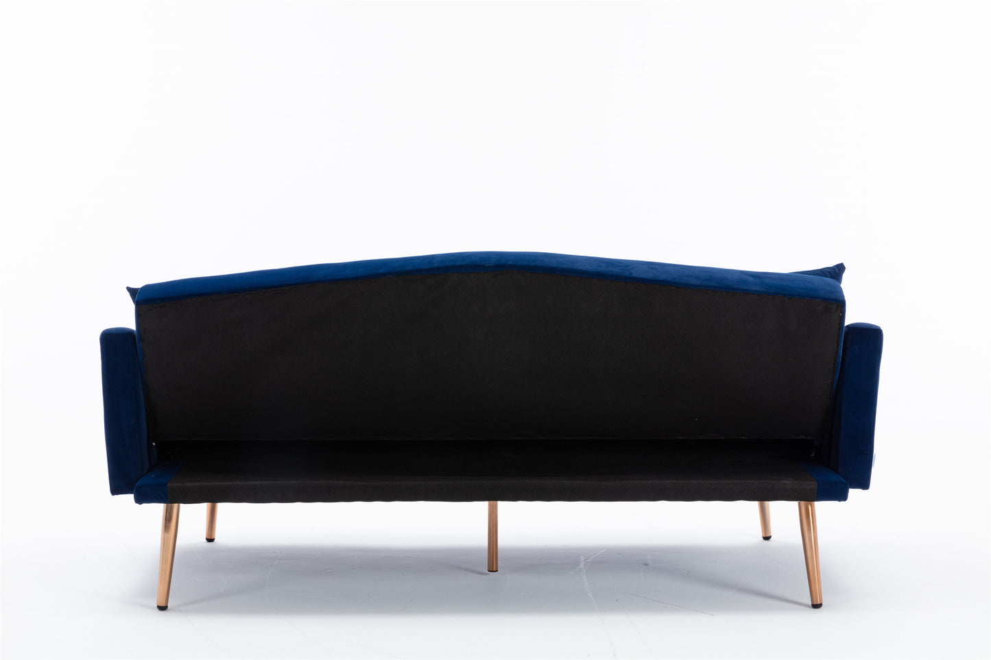 Velvet Sofa: Stainless Feet, Black Color - Accent Loveseat Sofa.