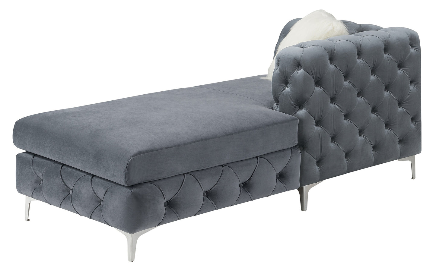 Gorgeous U-Sectional Grey Velvet Tufted Cushion Couch with Chaise and Armless Loveseat – Ideal Living Room Centerpiece