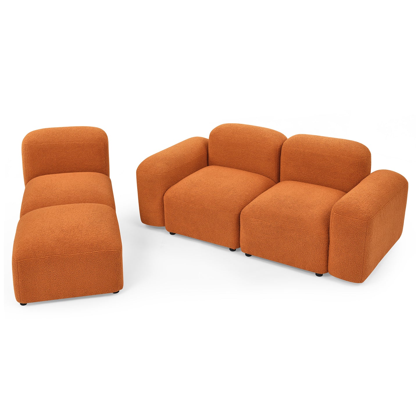 L-Shape Modular Sectional Sofa, DIY Combination, Teddy Fabric, Orange - Comfortable and Stylish Furniture for Your Home