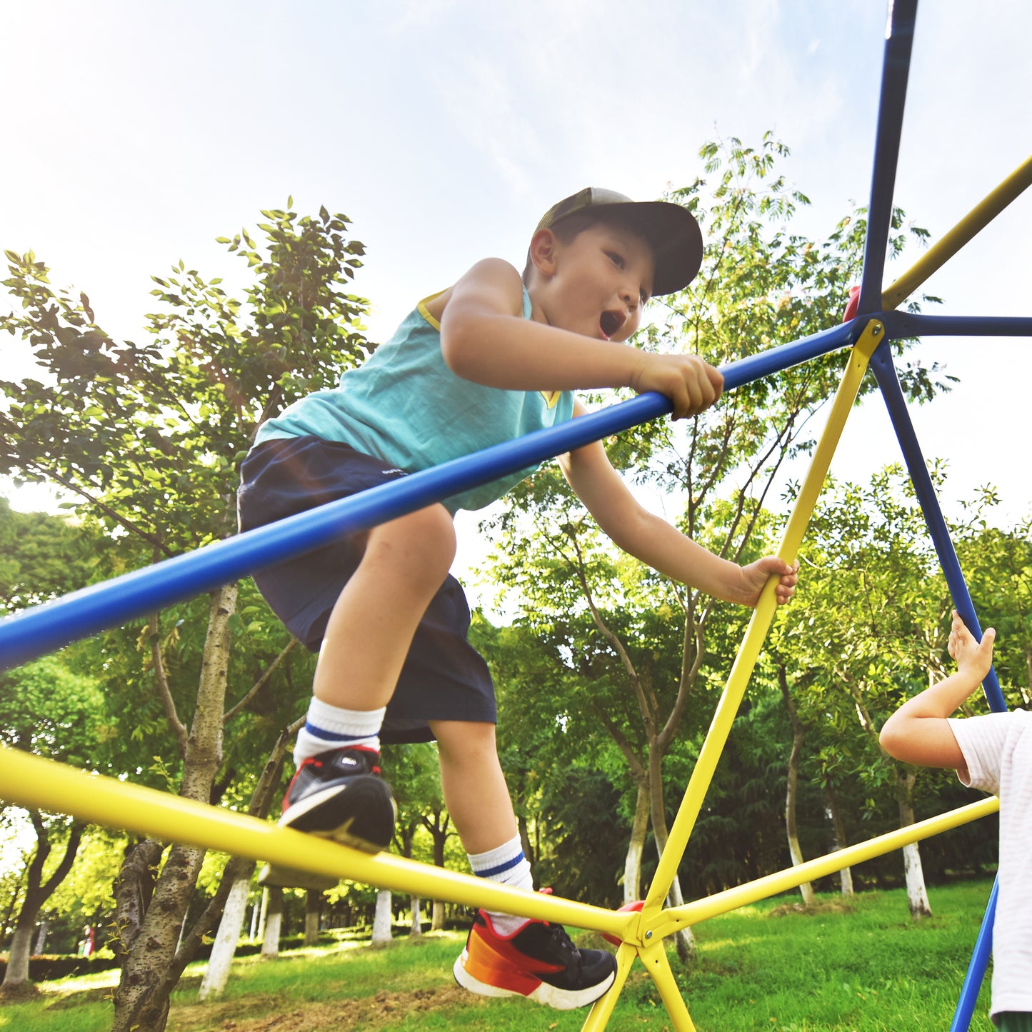 Kids Climbing Dome Jungle Gym - 10 ft Geometric Playground Dome Climber Play Center: Rust & UV Resistant Steel, Supports 1000 LBS