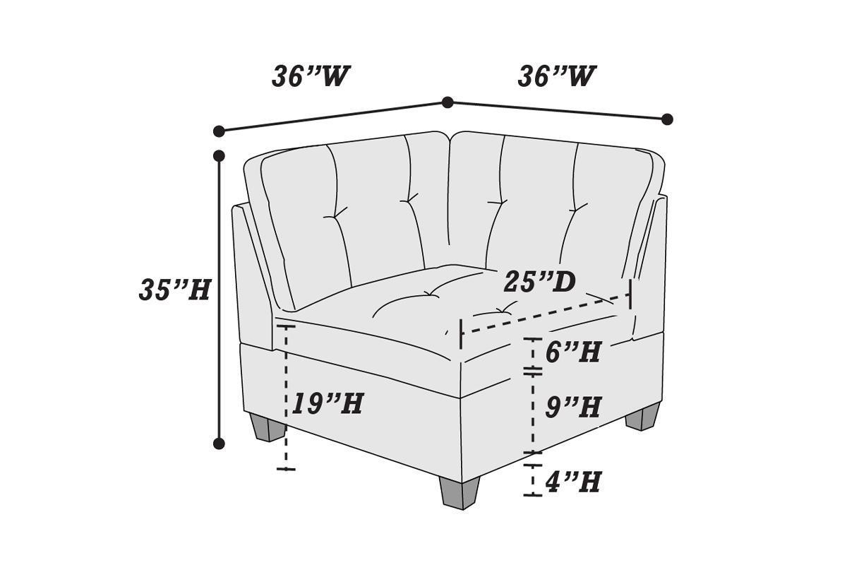 Genuine Leather Black Tufted 6pc Sectional Set - Corner Wedge, Armless Chair, Ottomans - Living Room Furniture Sofa Couch