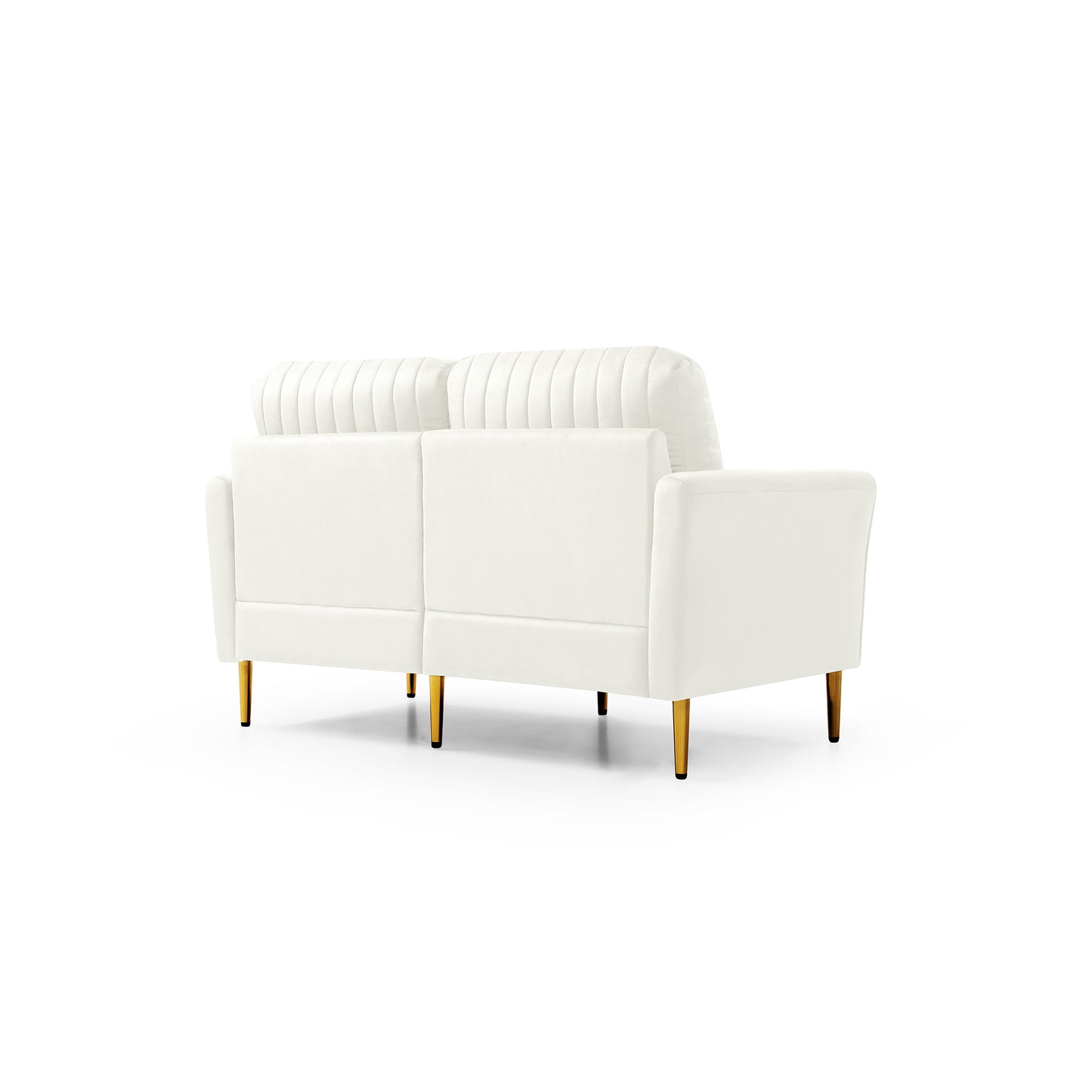 Modern Upholstered Sofa 3 Seater & 2 Seater Couches for Living Room Sectional Sofas with Throw Pillows and Gold Metal Legs, Cream Velvet