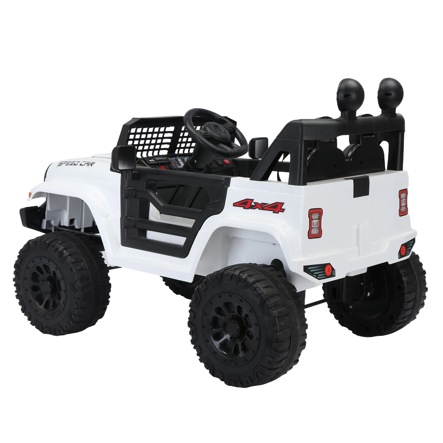 12v7A Kids Ride on Truck Car w/Parents Remote Control, 2.4G, Three-Speed Adjustable, Power Display, USB, MP3, Bluetooth, LED Light, Three-Point Safety Belt