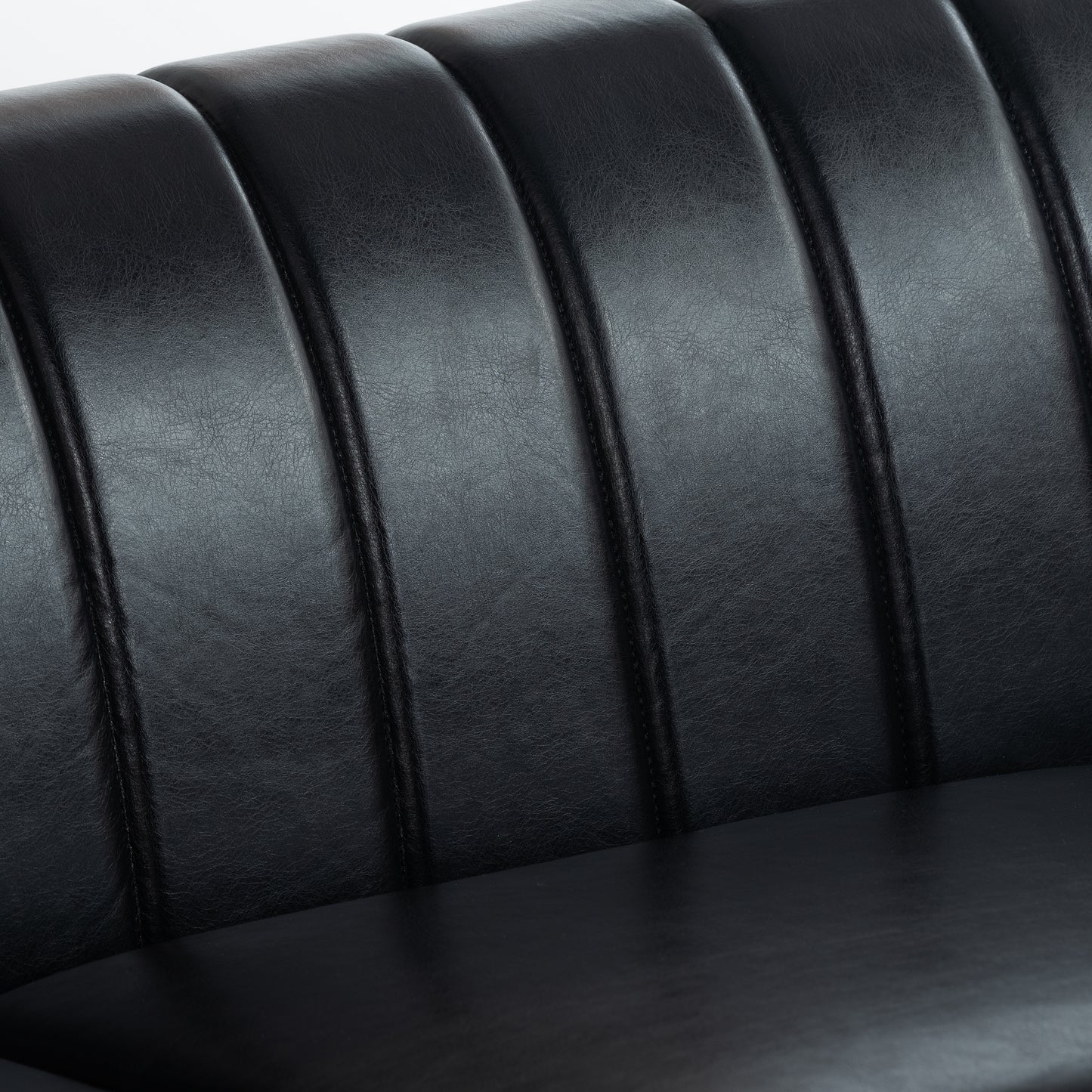 83.46'' Black PU Rolled Arm Chesterfield Three Seater Sofa: Elegant, Comfortable, and Spacious