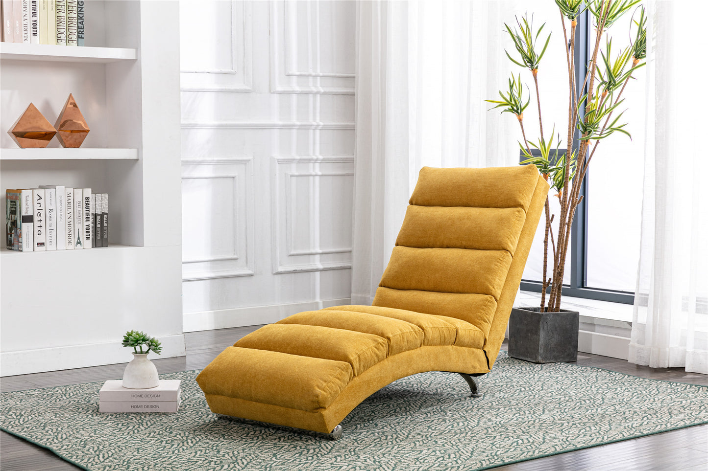 Linen Chaise Lounge Indoor Chair: Modern Long Lounger for Office or Living Room - COOLMORE.