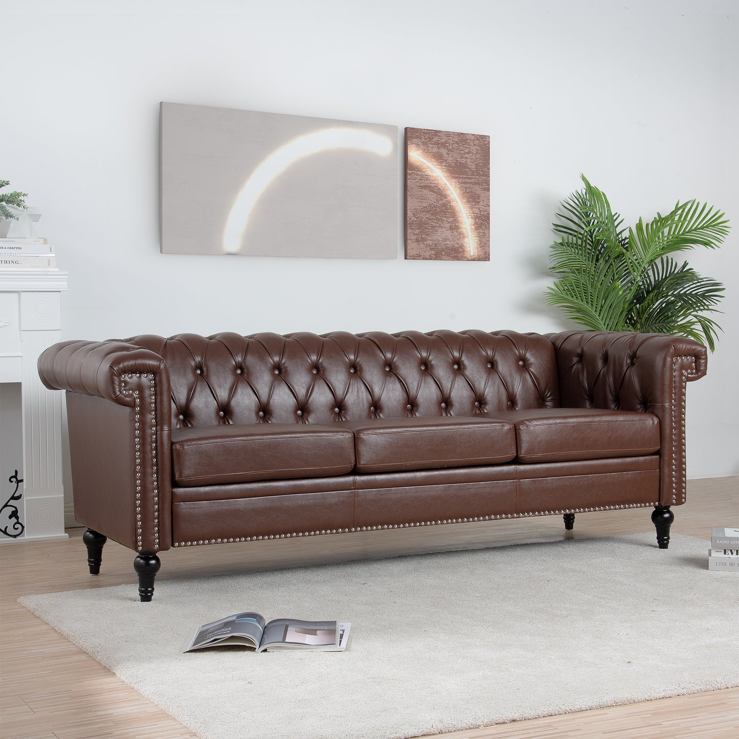 83.66 Inch Traditional Square Arm 3-Seater Sofa with Removable Cushion - Classic Design, Generous Size, Multiple Color Options