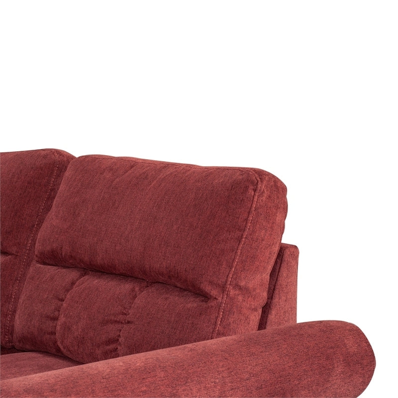 Paparika Red Polyfiber Reversible Sectional Sofa Set with Chaise, Pillows, Plush Cushion, and Nailheads - Luxurious Comfort for Your Living Space