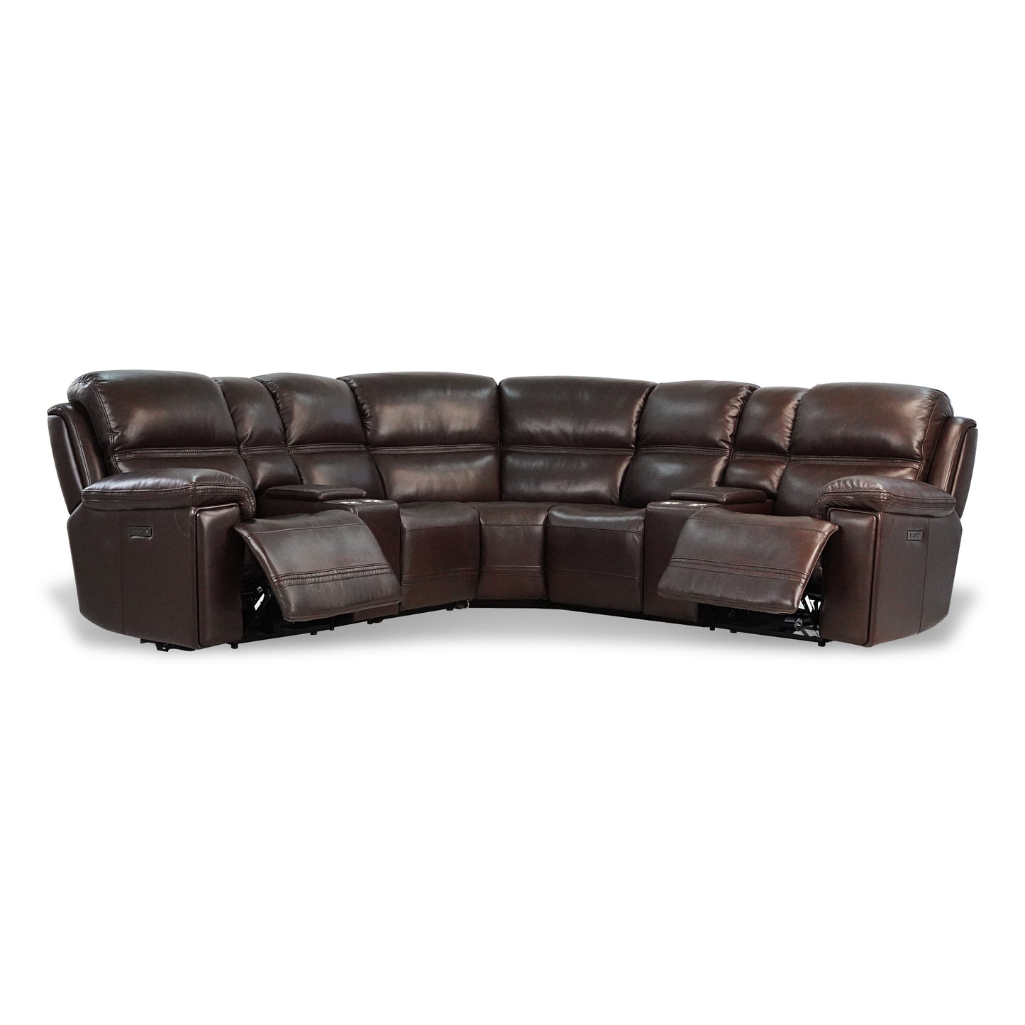 Timo Top Grain Leather Modular Power Sectional Sofa | Adjustable Headrest | Cross Stitching | Various Colors & Sizes