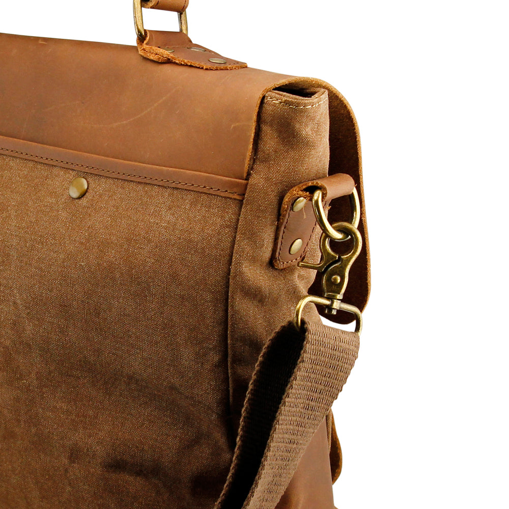 GEARONIC TM Men's Vintage Canvas Leather Messenger Bag Satchel School Military Shoulder Travel Bag for Notebook Laptop Macbook 11 and 13 inch Air Pro