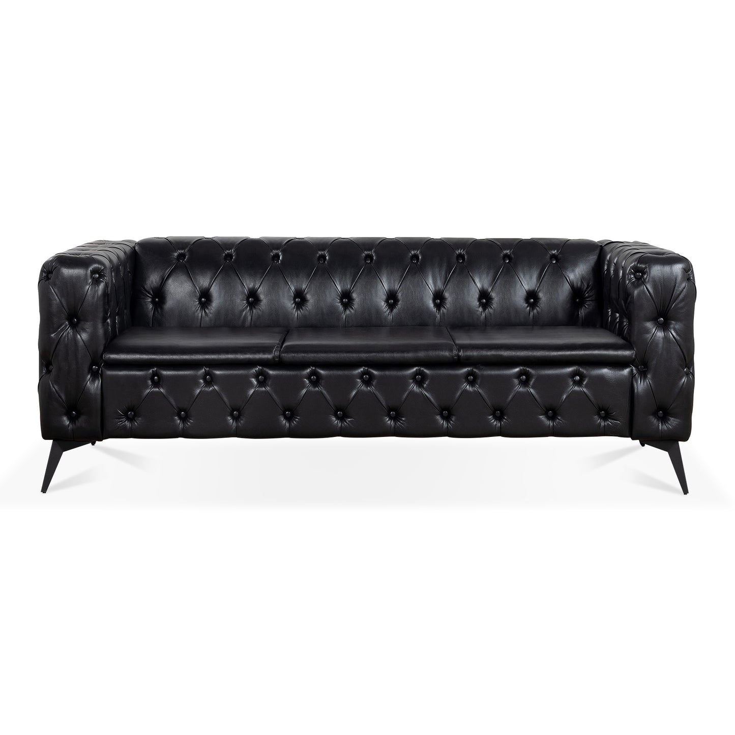 Traditional Square Arm Removable Cushion 3 Seater Sofa, 84.06" Width, Various Colors