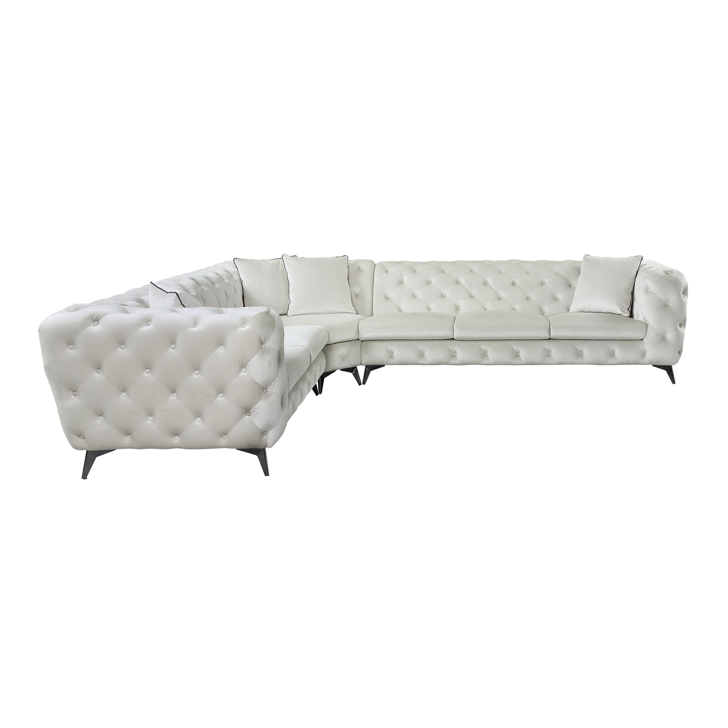 ACME Atronia Sectional Sofa: Beige Fabric, 4 Pillows, LV01160