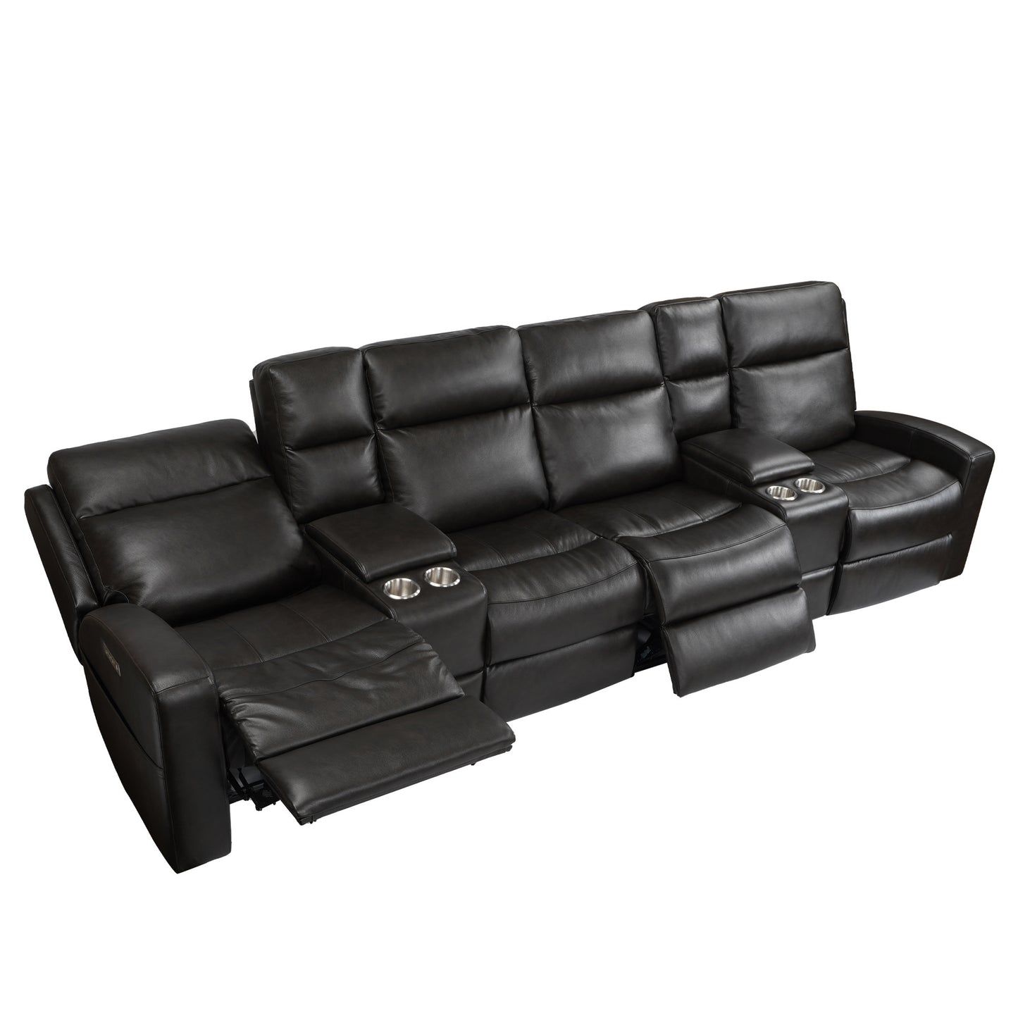 Caleb Triple Power Sofa | Top Grain Leather | Lumbar Support | Adjustable Headrest | Storage Pocket | USB & Type C Charger | Power Seats