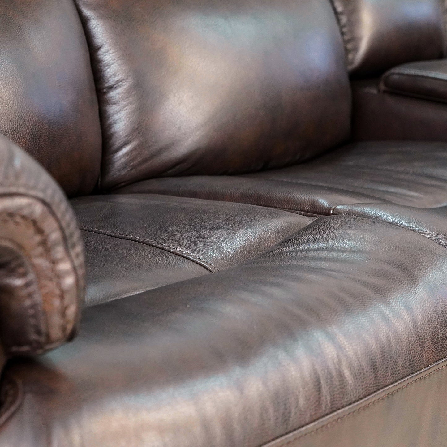 Top Grain Leather Power Reclining Sofa | Adjustable Headrest | Big Size | Cross Stitching | Multiple Colors