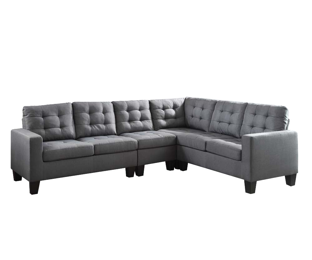 Elegant Gray Linen Sectional Sofa: ACME Earsom 52760 - Stylish, Comfortable, and Spacious